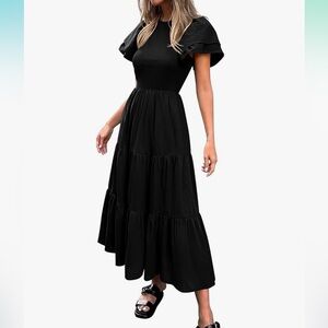 Amazon/ BTFBM Women's Flutter Sleeve Flowy A Line Tiered Dress